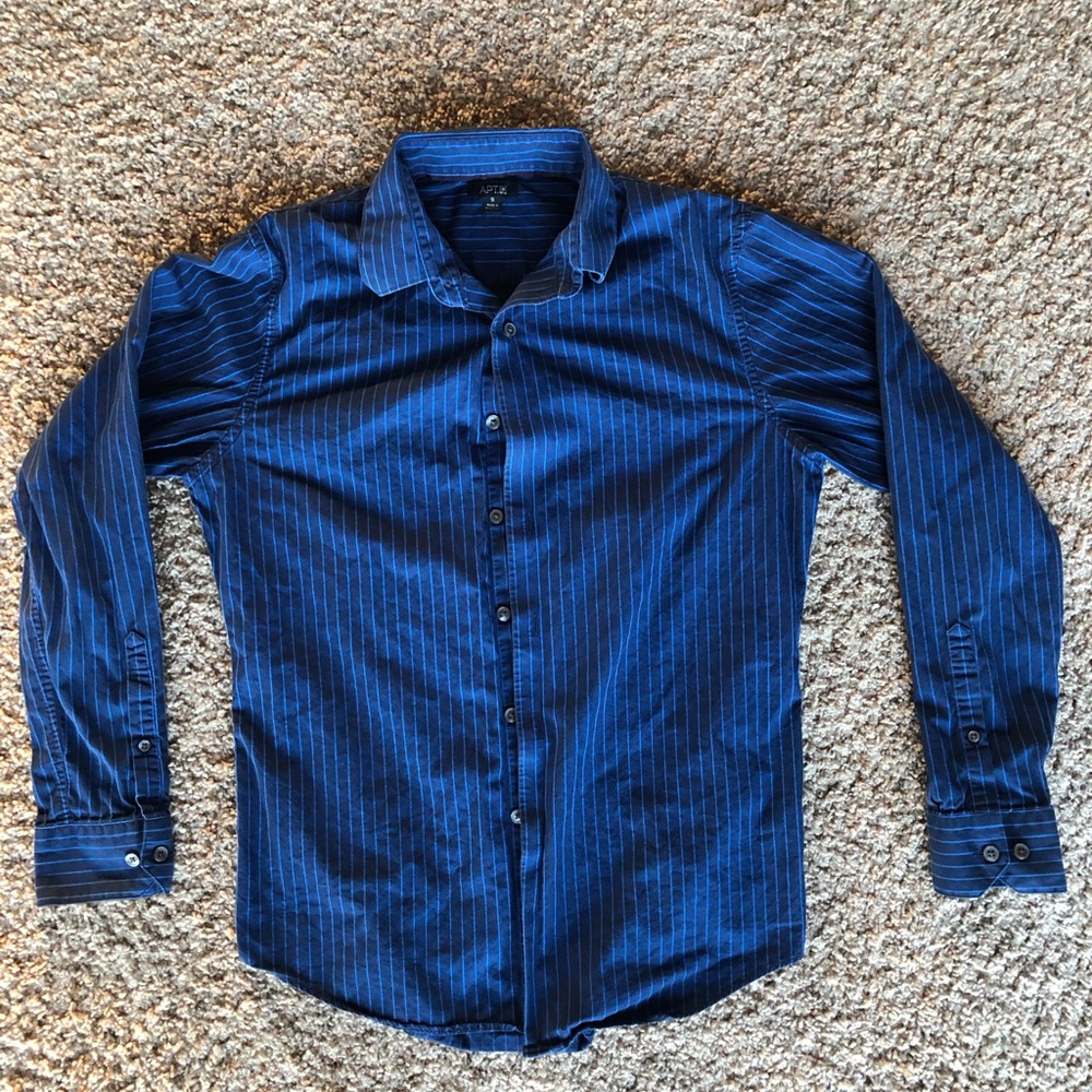 Apt 9 Blue button down shirt with pin stripes